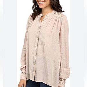 Free People Boho Crochet Button Front Top
